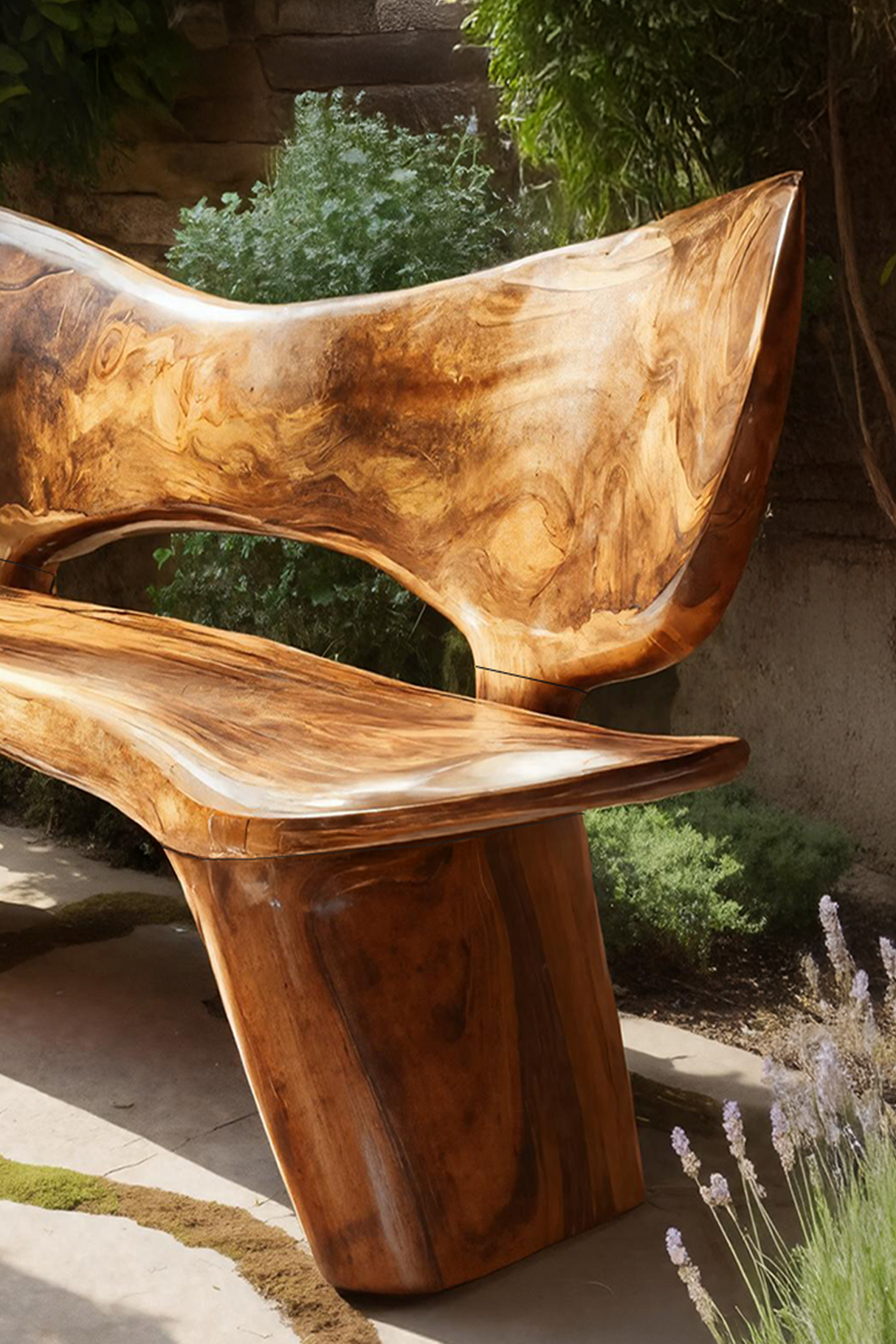 Handcrafted Outdoor Wooden Bench For Serene Garden Corners