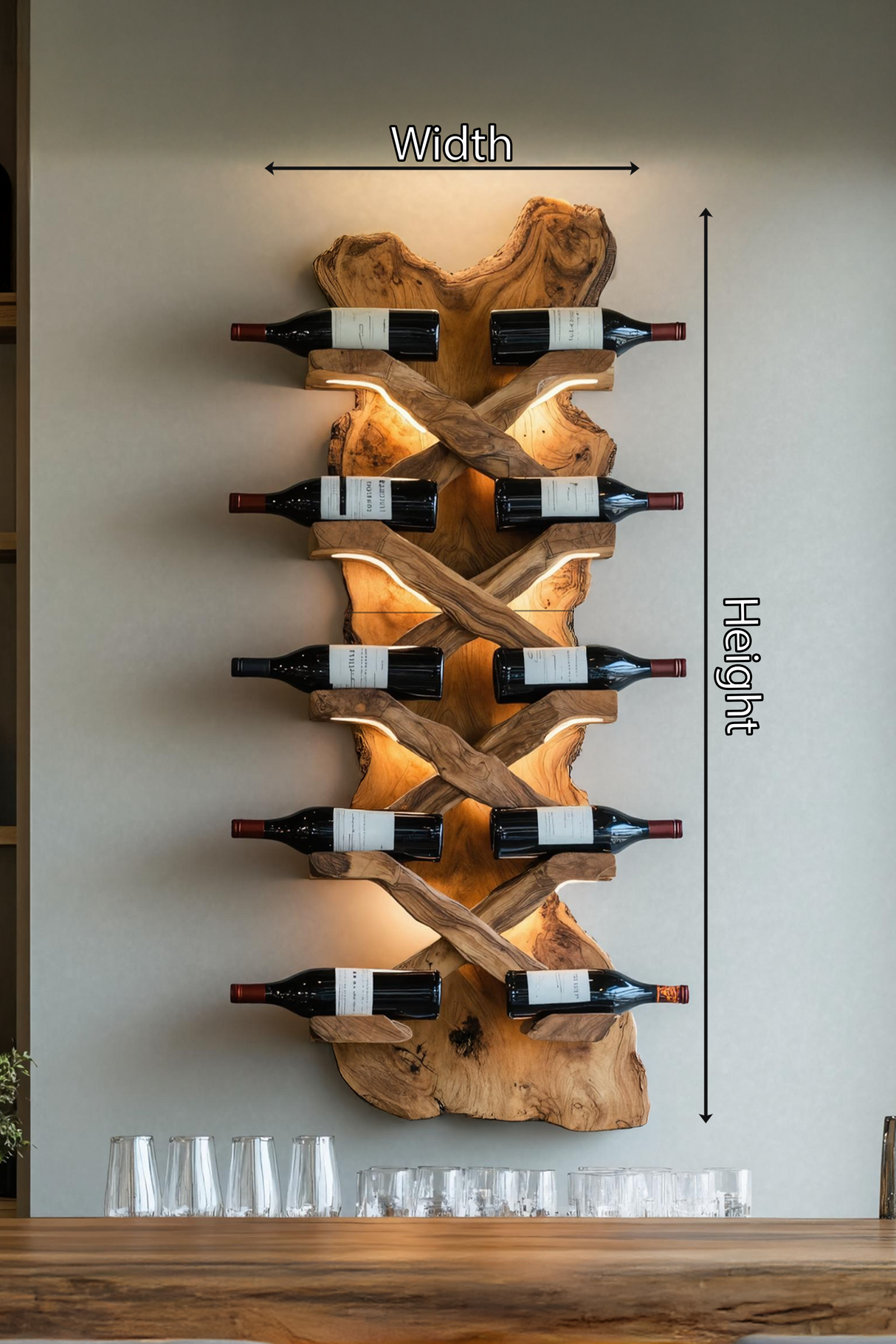 Handcrafted Solid Wood Wine Rack For Bar Decor And Storage