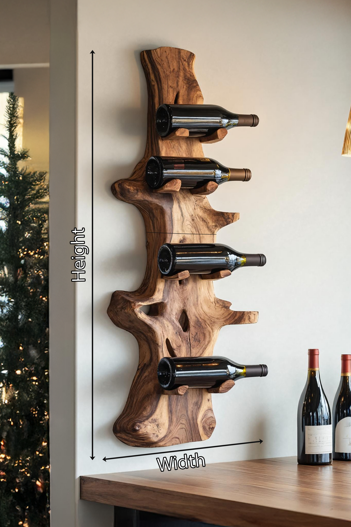 Handcrafted Live Edge Wine Holder For Modern Furniture Decor