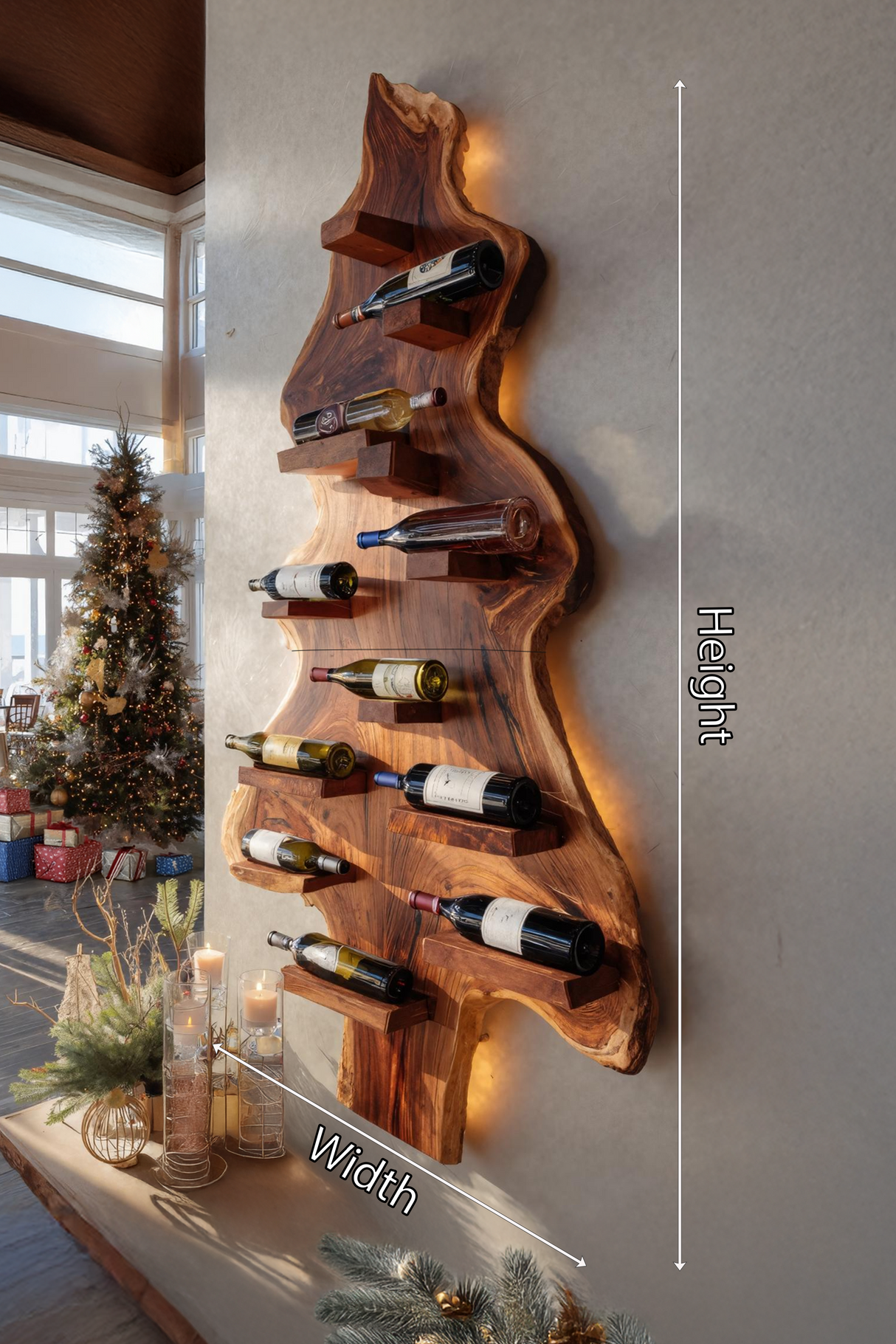 Mid Century Solid Wood Wine Rack For Entryway Furniture Style