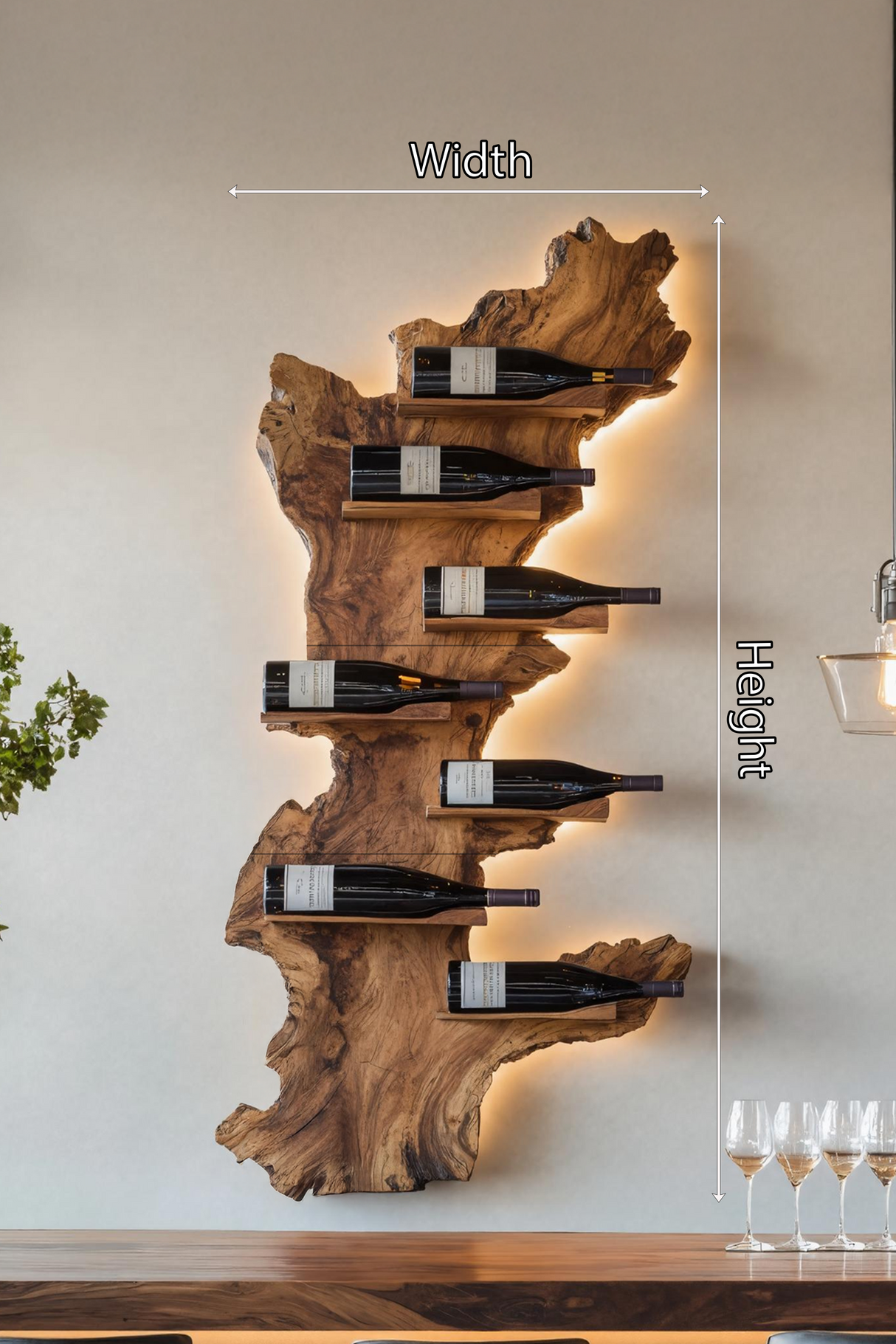 Modern Live Edge Wine Holder For Living Room Furniture Decor