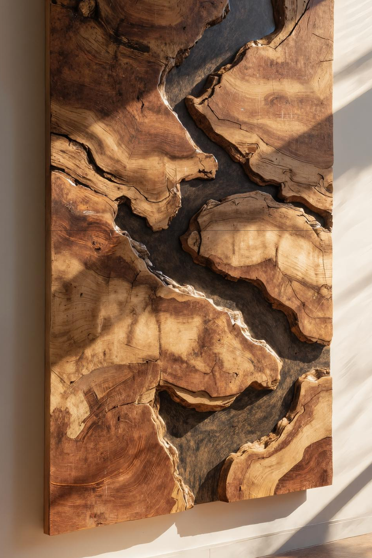 Mid Century Solid Wood Wall Sculpture For Living Room