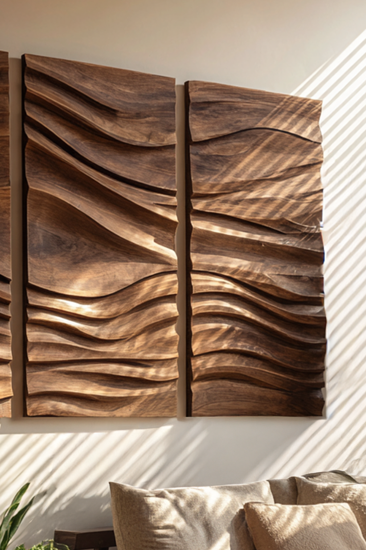 Mid Century Wooden Wall Sculpture For Entryway Decor