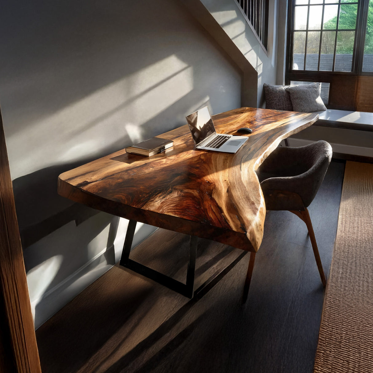 Farmhouse Handmade Live Edge Desk For Interior