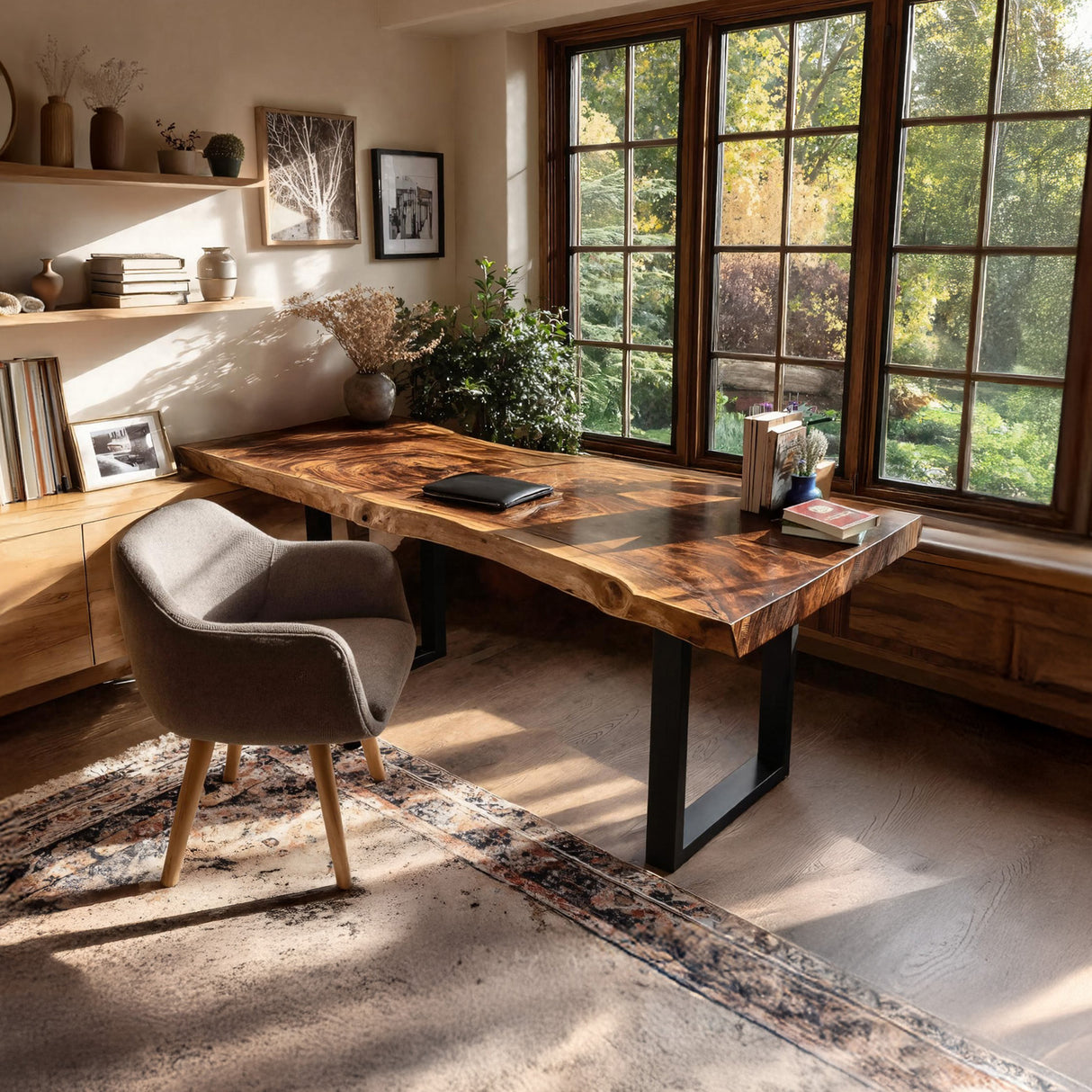 Handcrafted Wooden Live Edge Desk For Furniture Decor