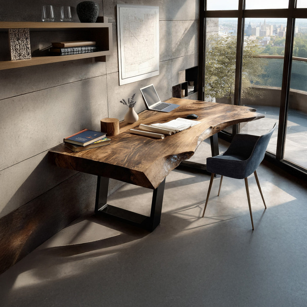 Farmhouse Wooden Live Edge Desk For Bedroom Decor