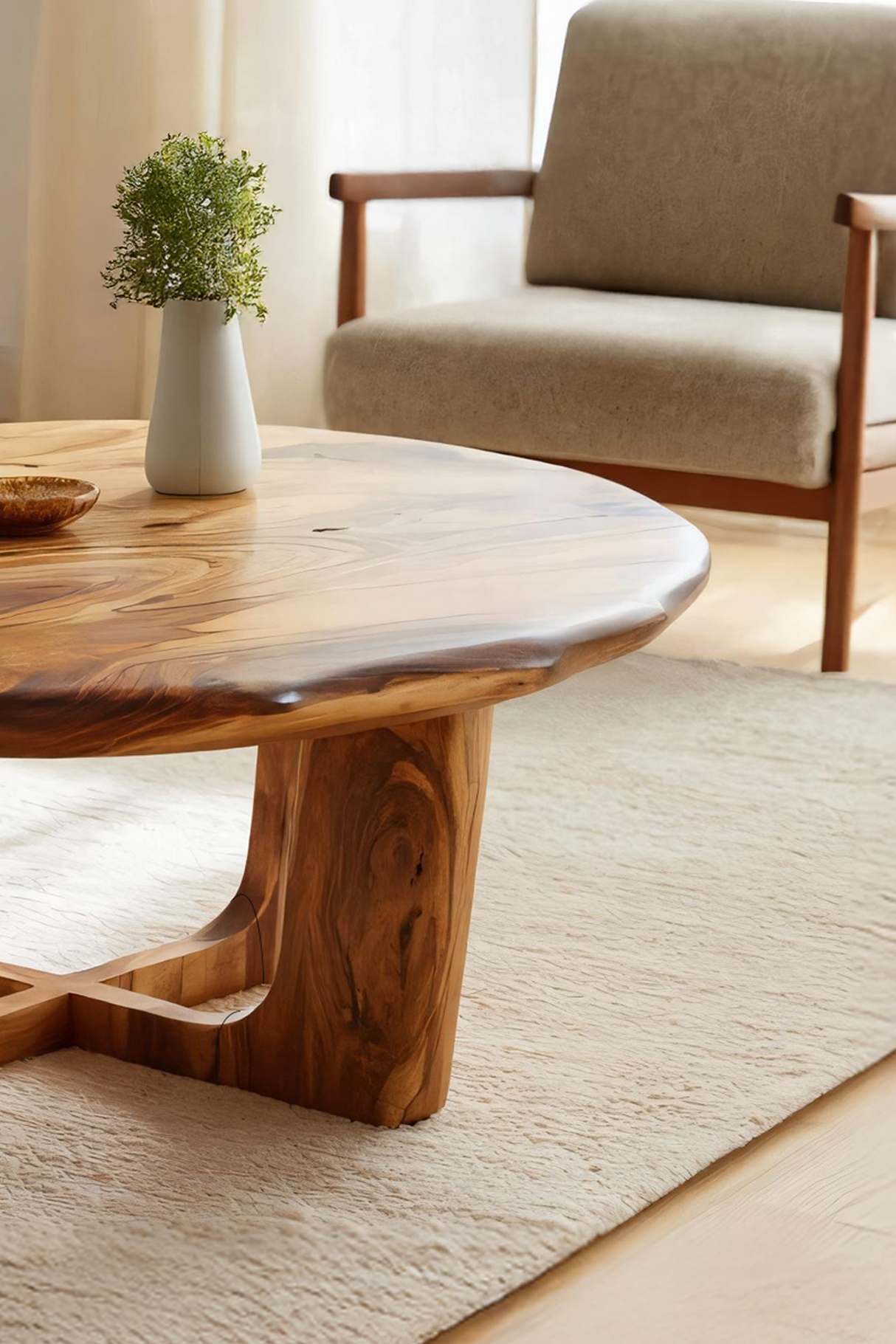 Modern Handcrafted Live Edge Low Table For Living Room Furniture Decor