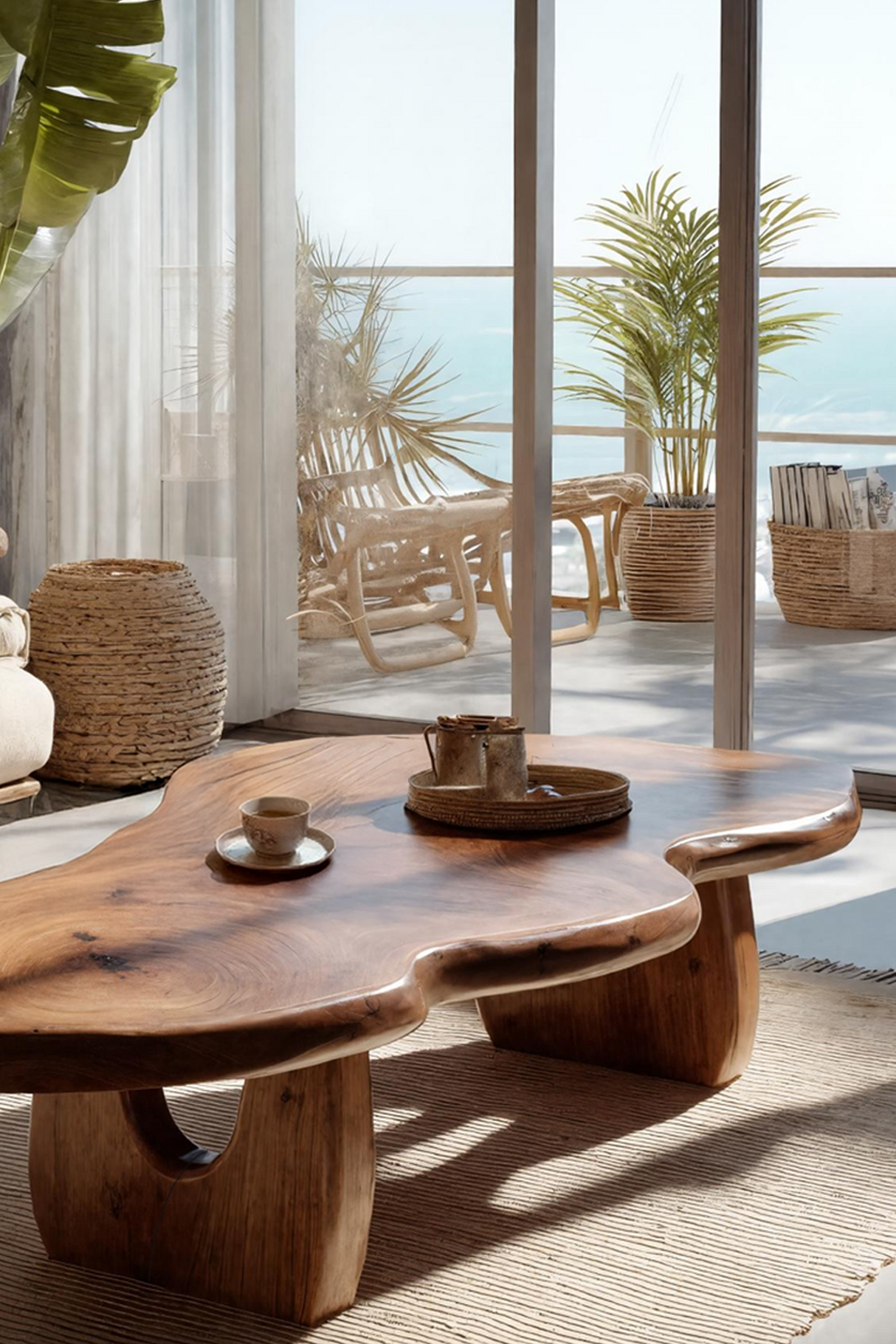 Modern Wooden Live Edge Coffee Table For Furniture Decor