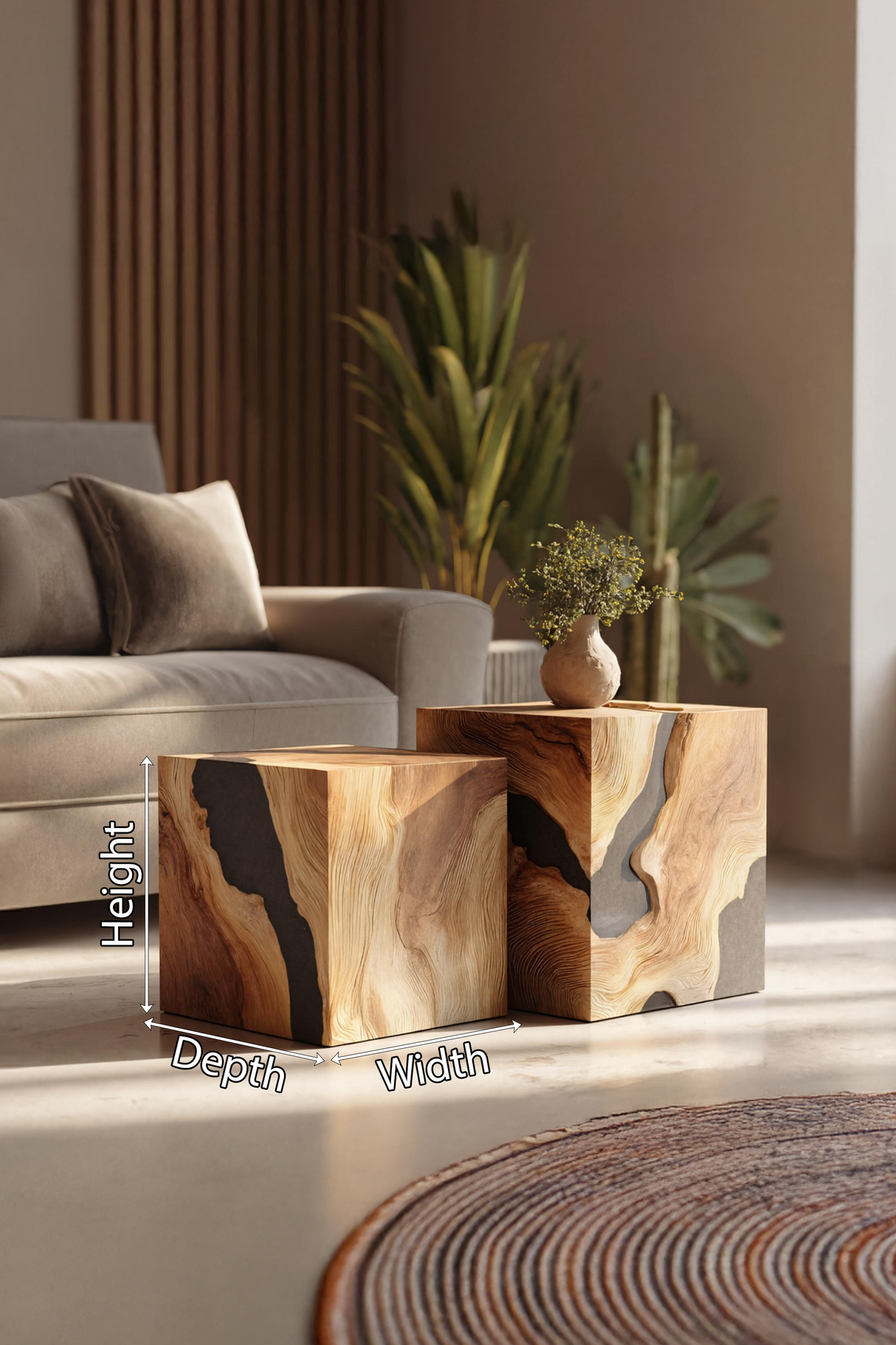 Handcrafted Solid Wood Square Table For Entryway Design