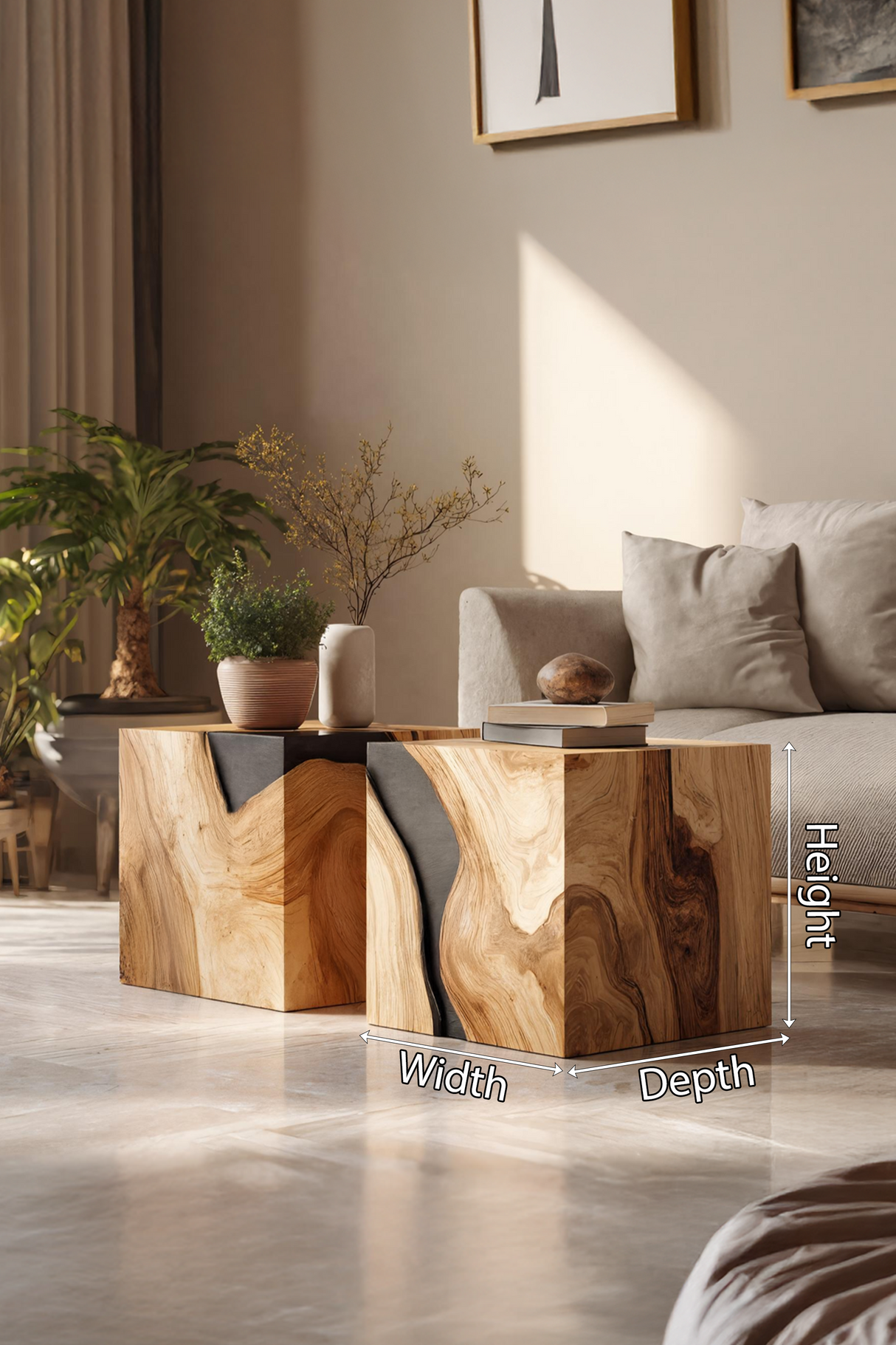 Farmhouse Wooden Cube Coffee Table For Farmhouse Living Room