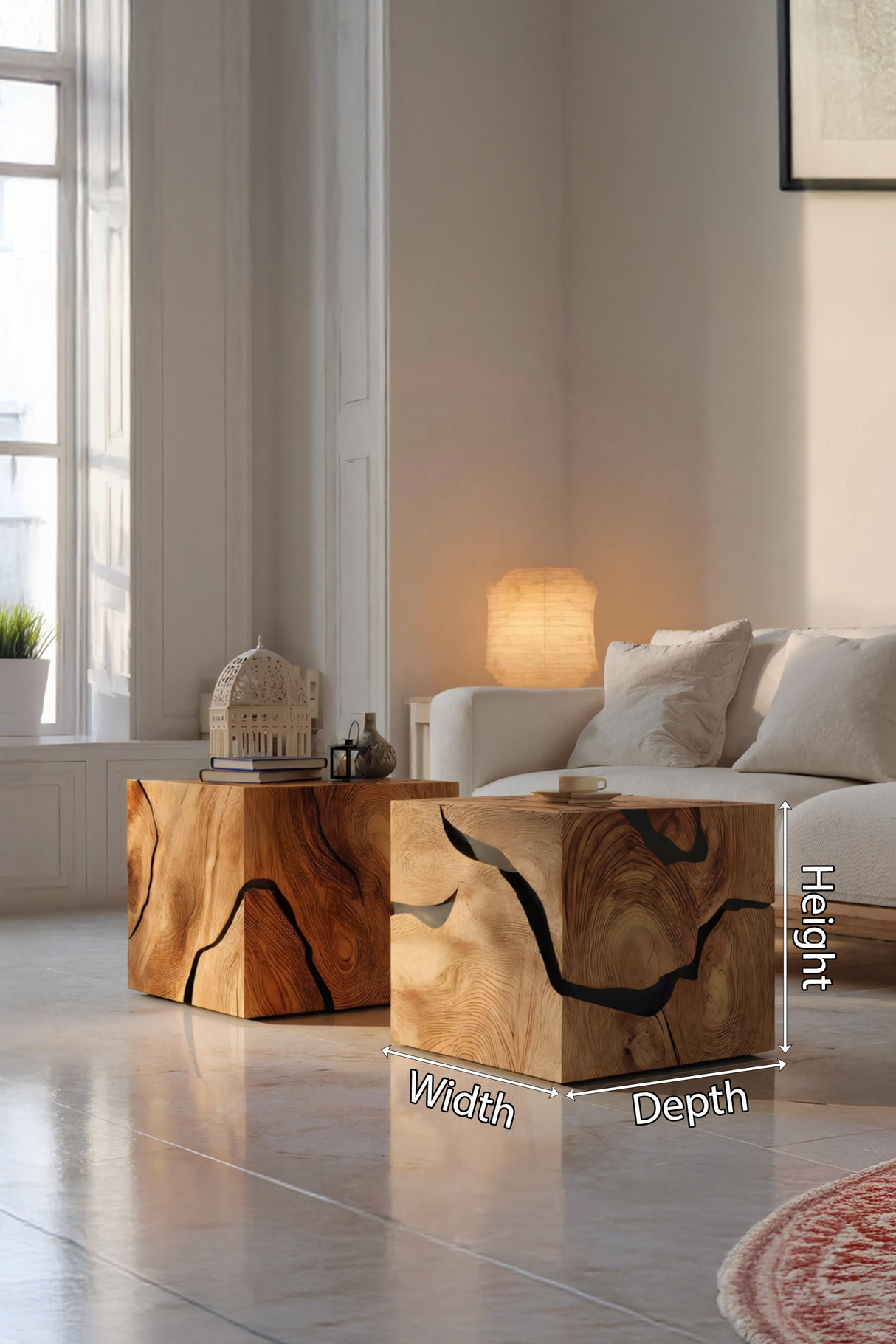 Handcrafted Wooden Cube Coffee Table For Rustic Decor
