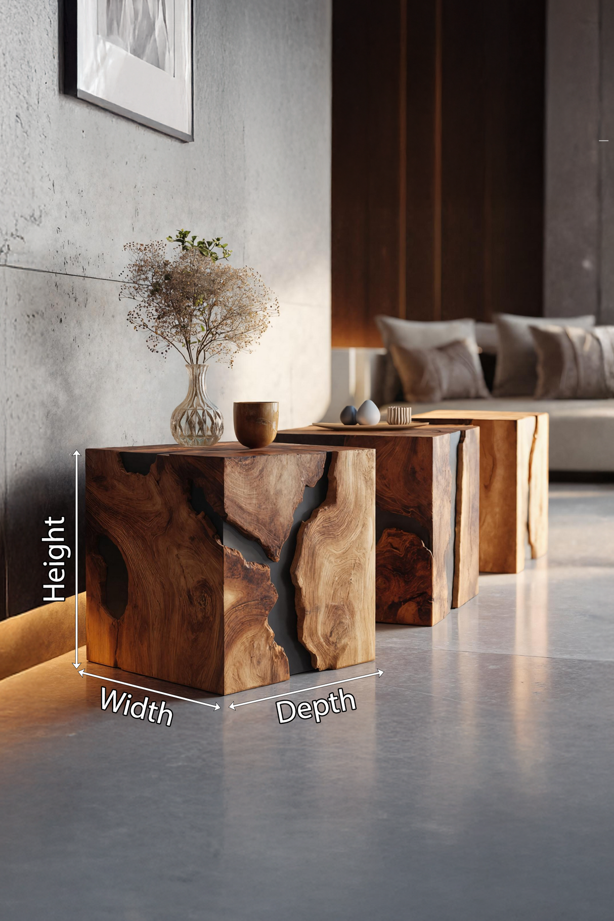Farmhouse Wooden Cube Table For Modern Furniture Design