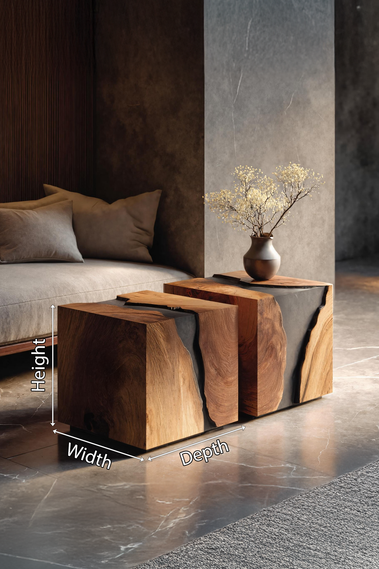 Modern Solid Wood Cube Coffee Table For Furniture Decor
