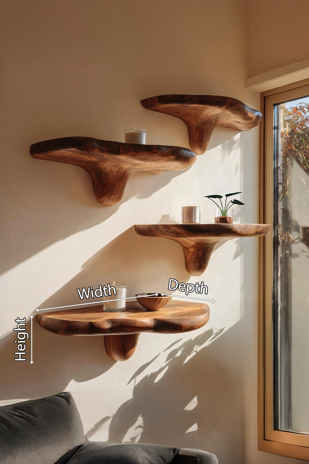 Modern Wooden Mushroom Shelf For Minimalist Living Room Decor