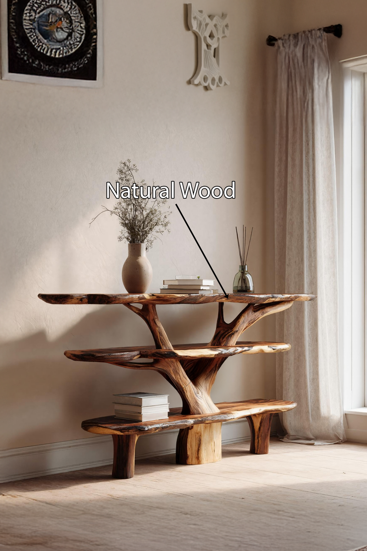 Farmhouse Solid Wood Console Table For Vintage Entryway Rustic Design