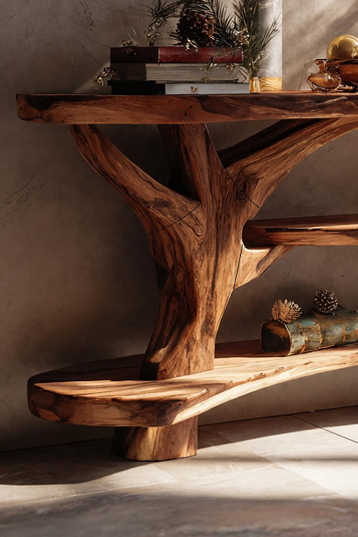 Farmhouse Wooden Live Edge Console Table For Entryway Furniture Design