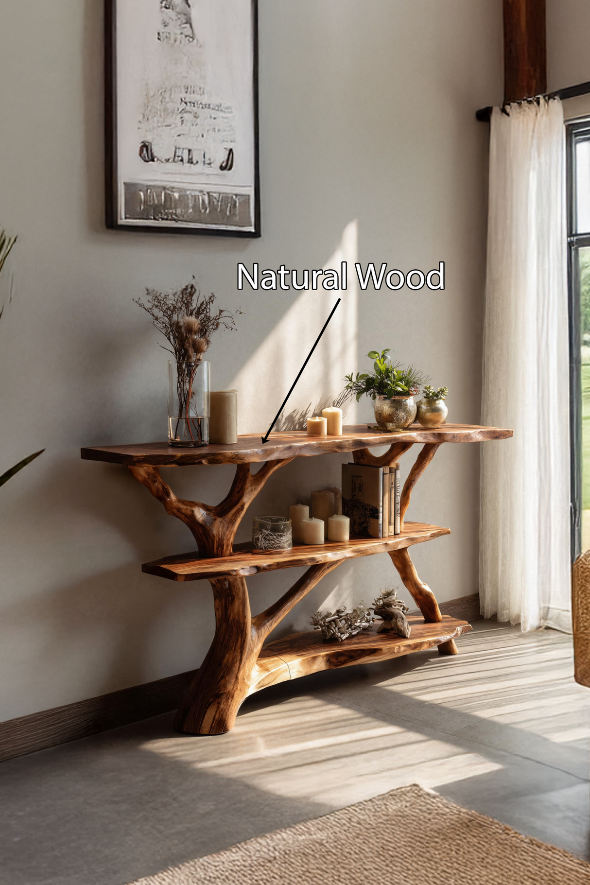 Farmhouse Solid Wood Console Table For Modern Rustic Furniture Style