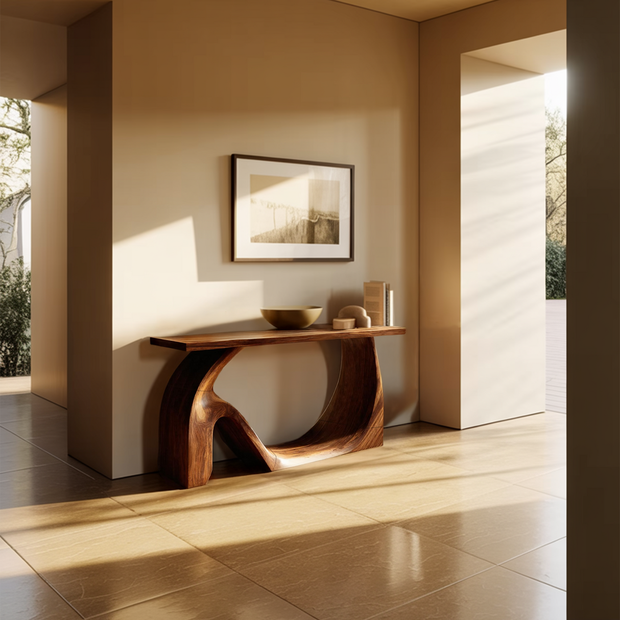 Modern Live Edge Console Table Artistic Solid Wood For Entryway Decor