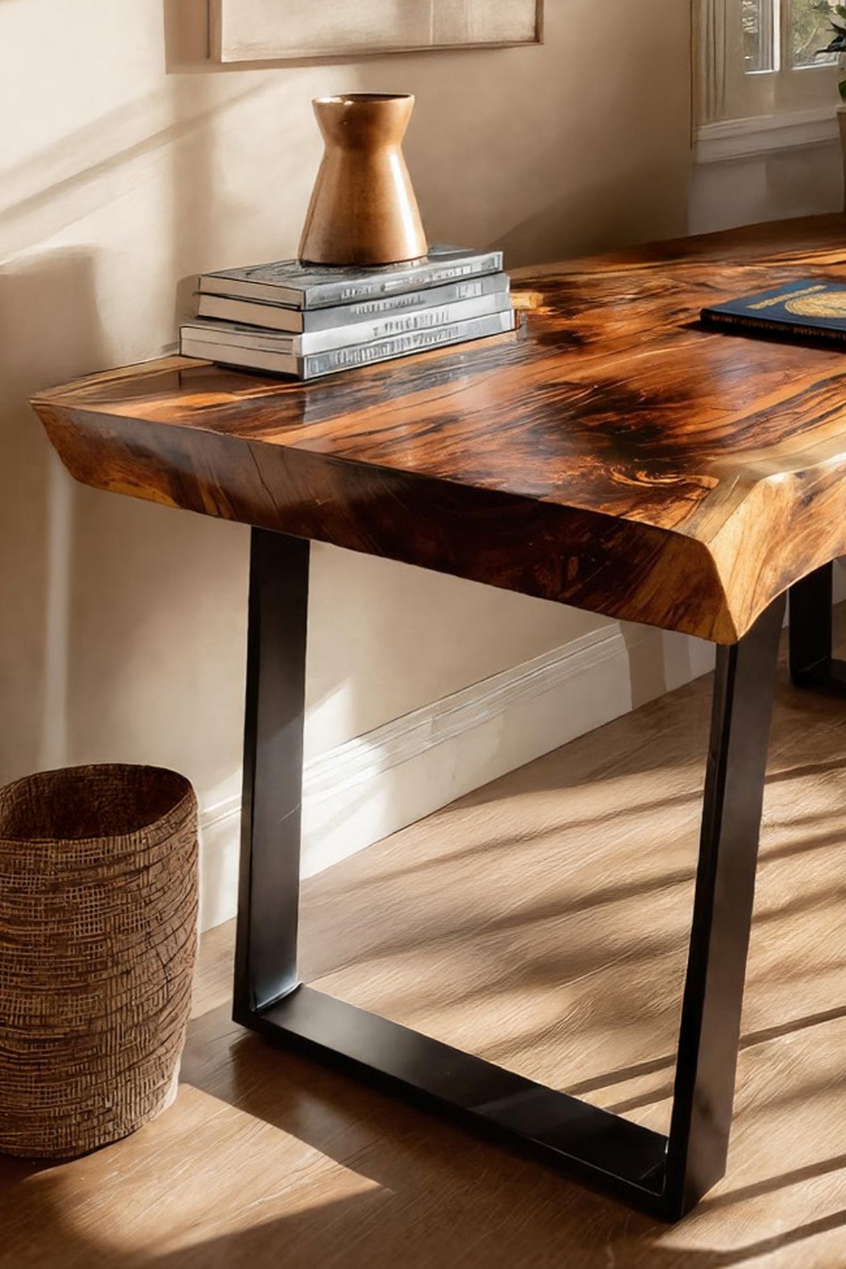 Farmhouse Solid Wood Live Edge Desk For Interior Decor