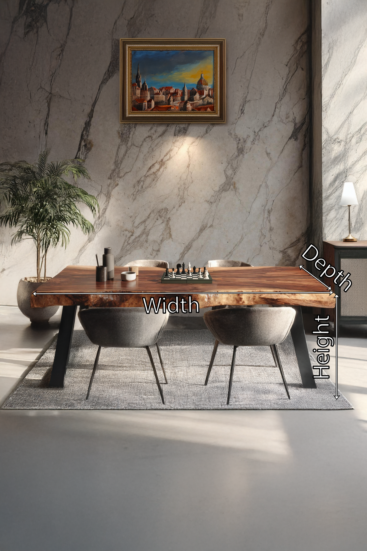 Dining Room Mid Century Live Edge Dining Table Retro Style
