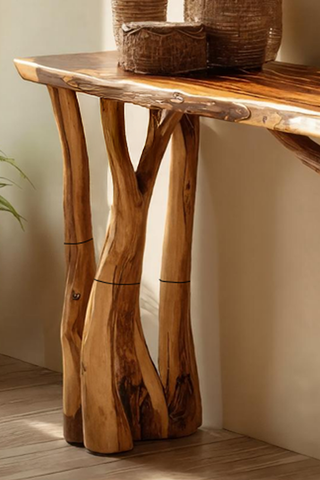 Modern Wooden Live Edge Console Table For Living Room Decoration