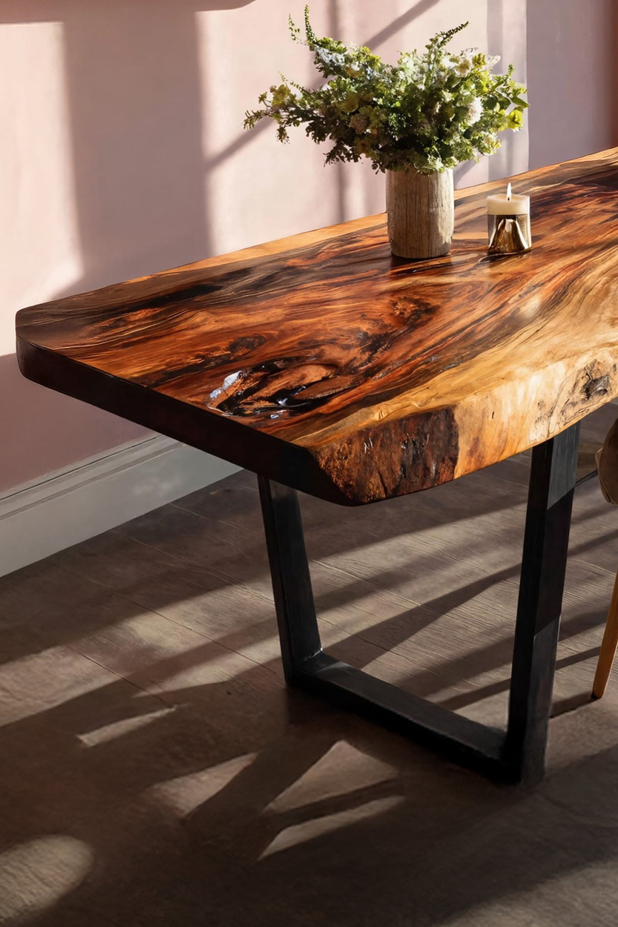 Modern Wooden Live Edge Desk For Small Spaces