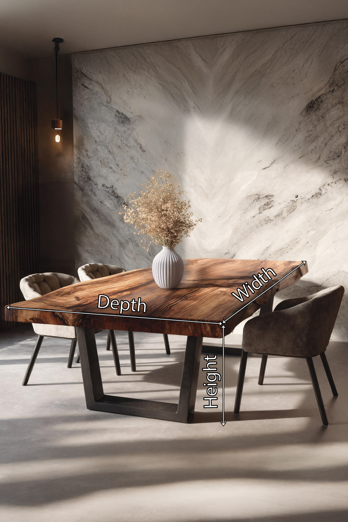 Furniture Decor Farmhouse Wooden Live Edge Dining Table Cozy