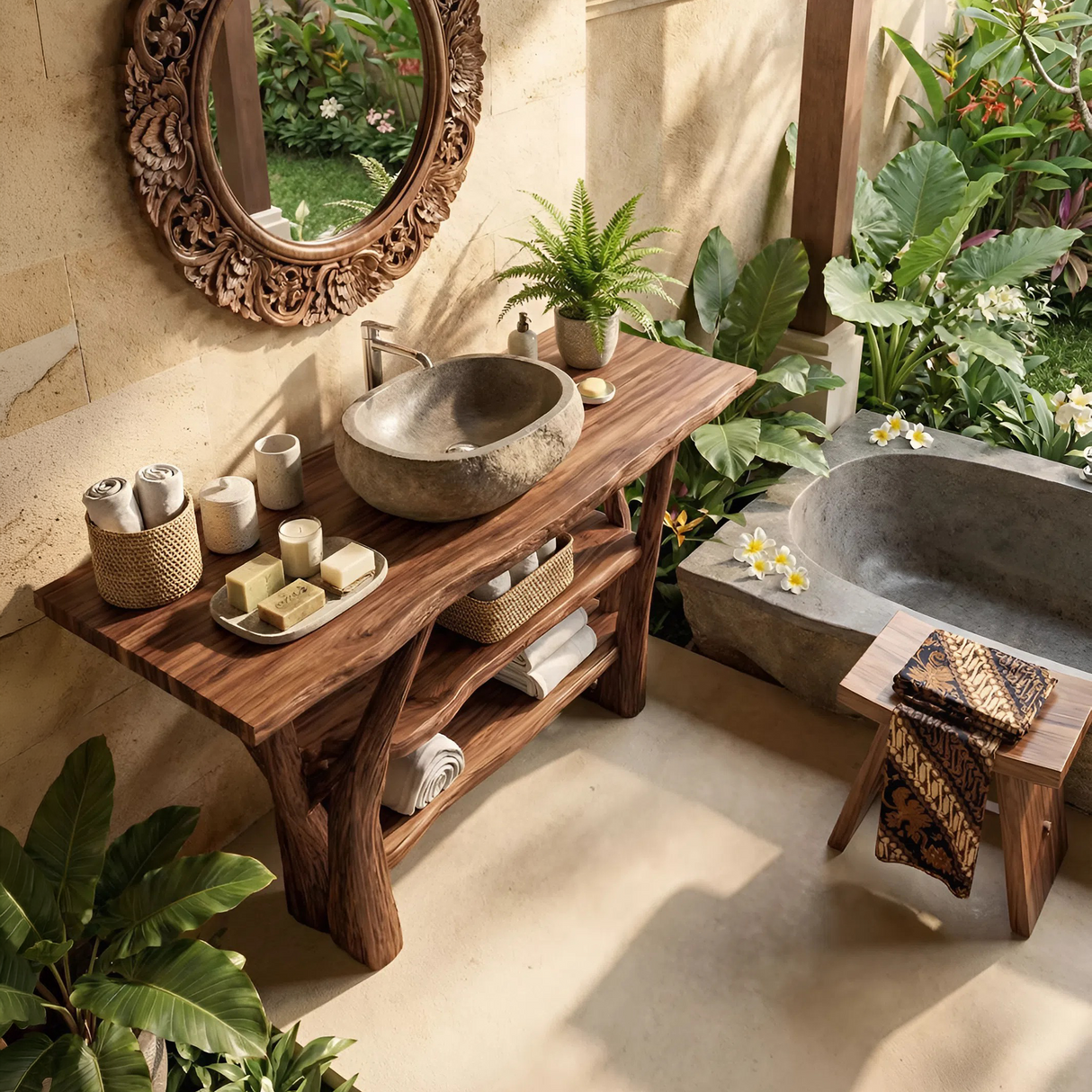 Minimalist Wooden Vanity For Modern Bathroom Interior