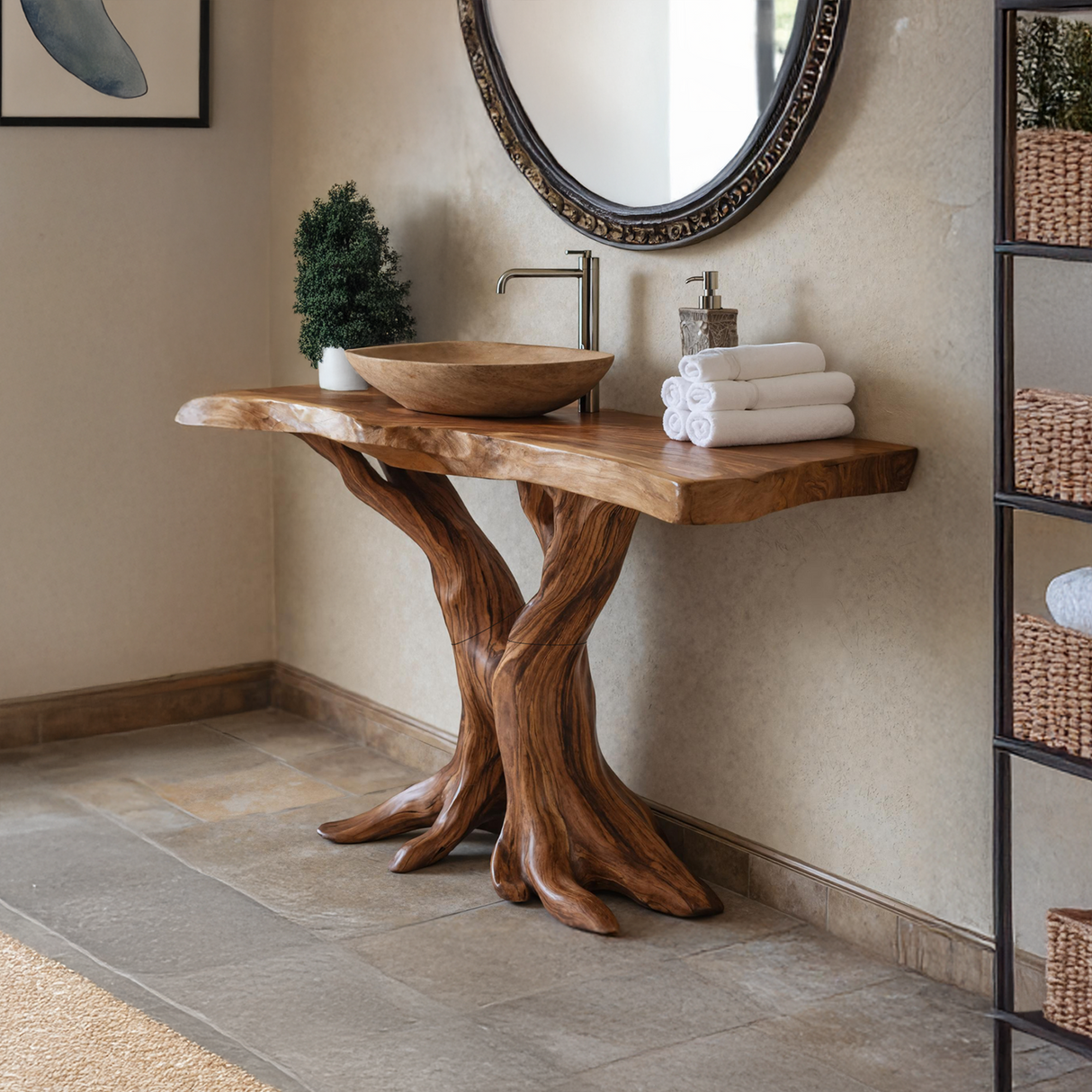Modern Live Edge Bathroom Vanity Handmade Wood For Bathroom Decor