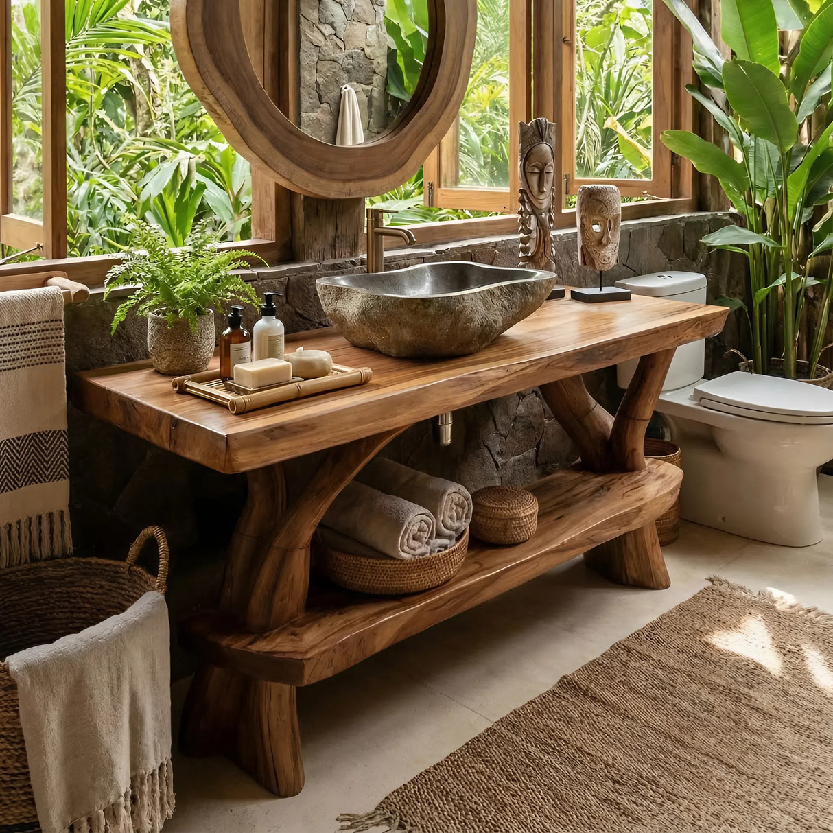 Minimalist Wood Bathroom Vanity For Simple Bathroom Design