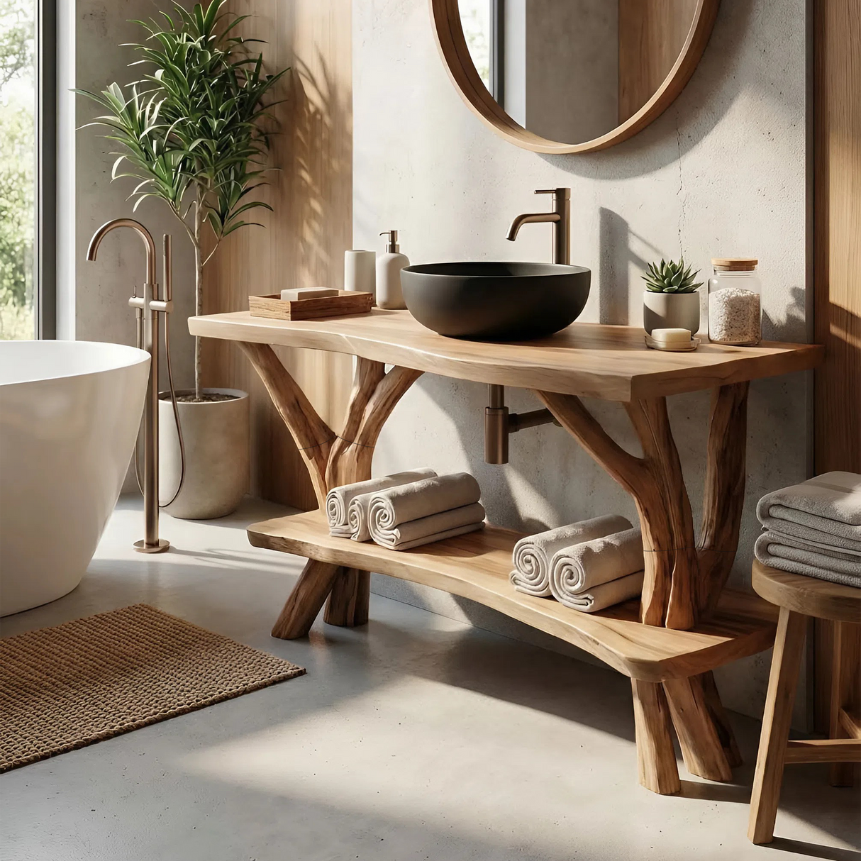Contemporary Wooden Vanity For Luxury Bathroom Space