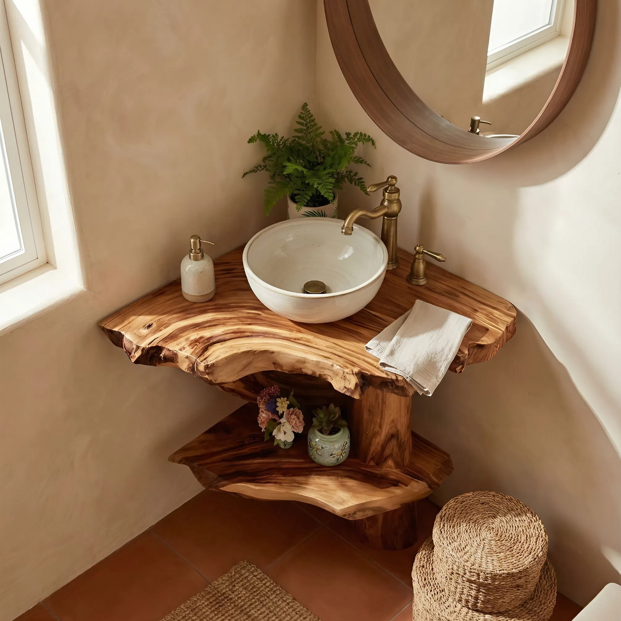 Contemporary Handmade Sink Vanity For Double Bathroom