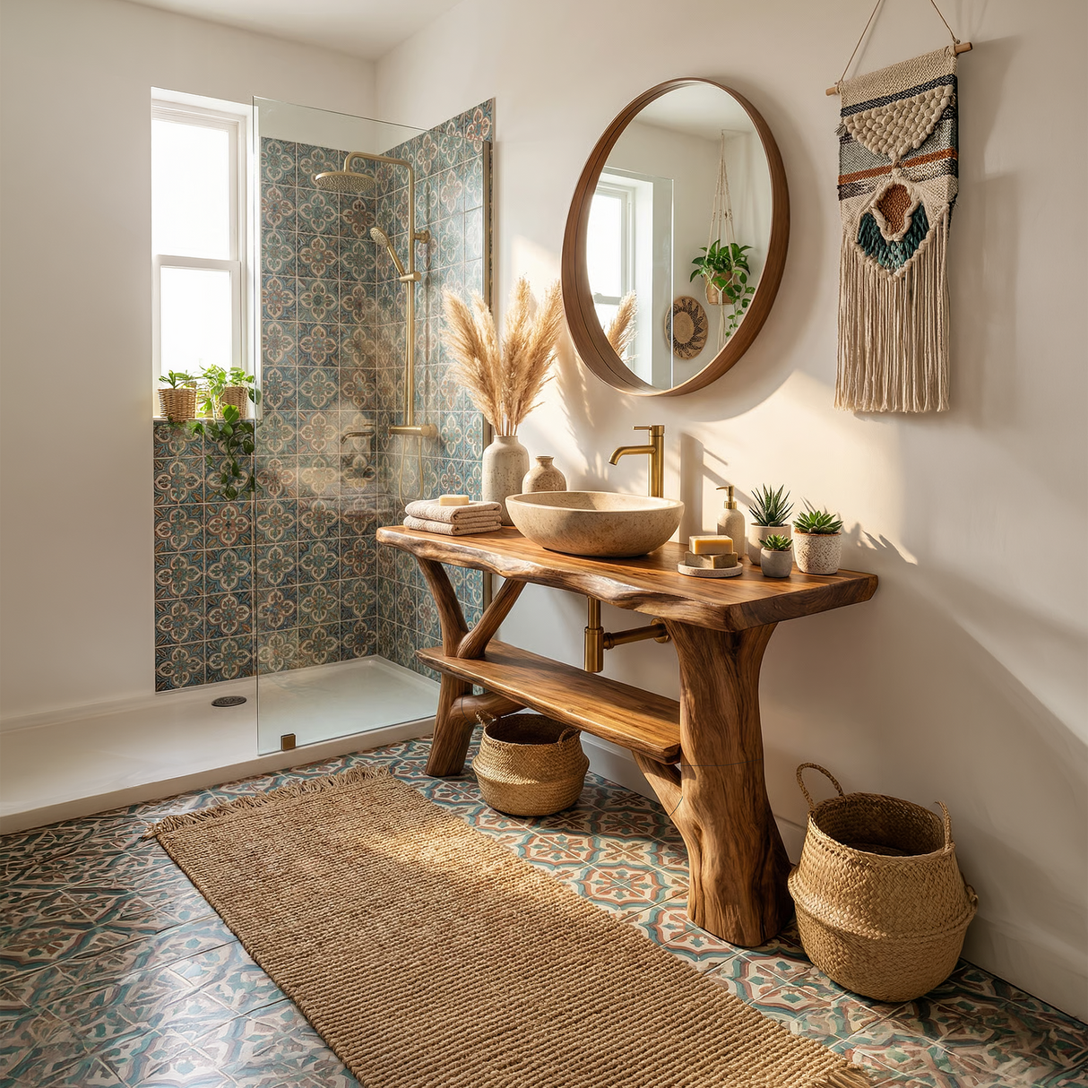 Modern Bathroom Vanity Solid Wood Live Edge For Minimal Bathroom