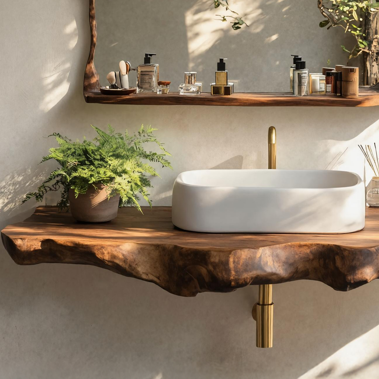 Live Edge Floating Vanity For Bathroom Interior