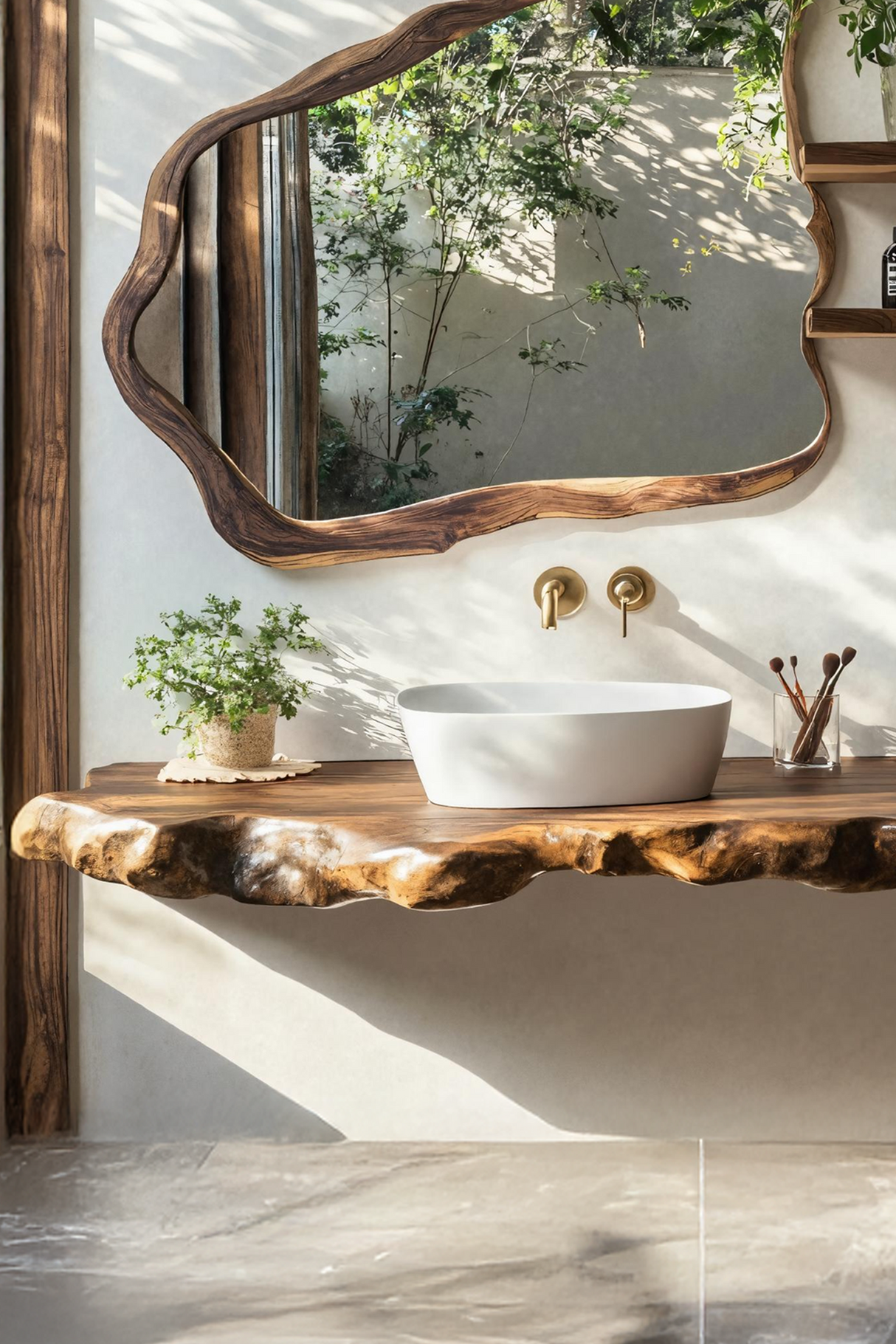 Farmhouse Bathroom Vanity In Solid Oak Wood Style