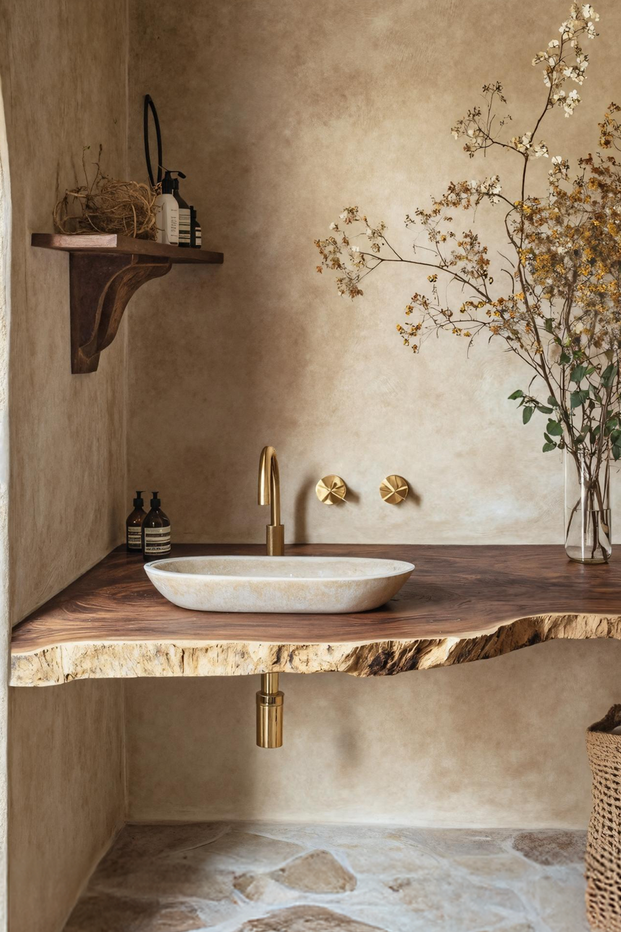 Mid Century Bathroom Vanity In Solid Wood Finish