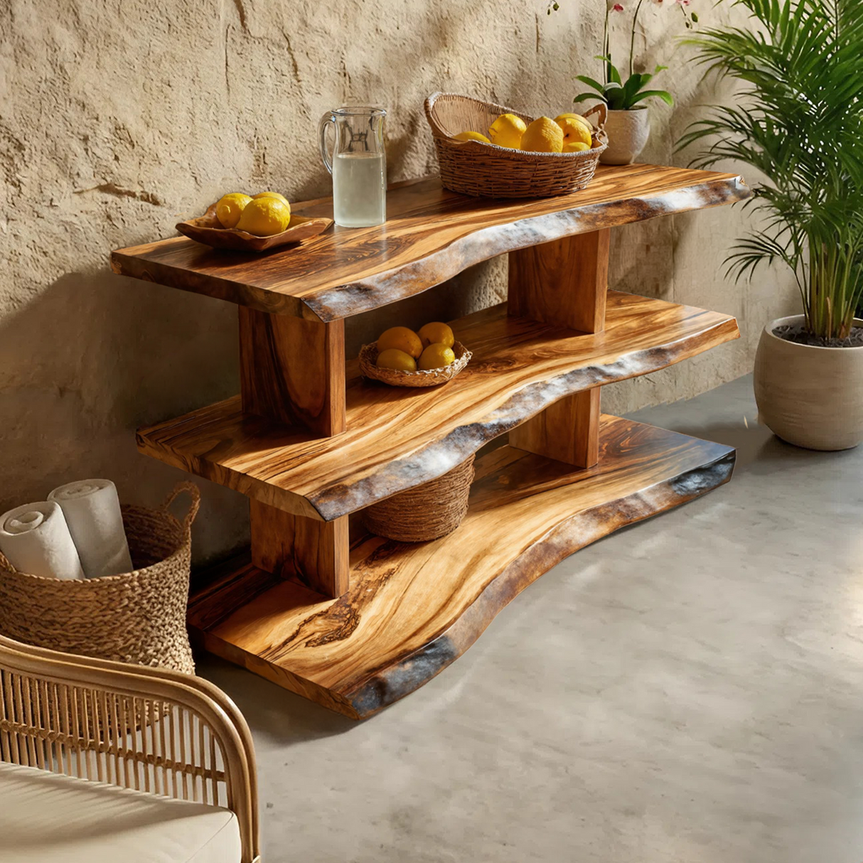 Handcrafted Wood Bookshelf For Bedroom Storage And Furniture Decor