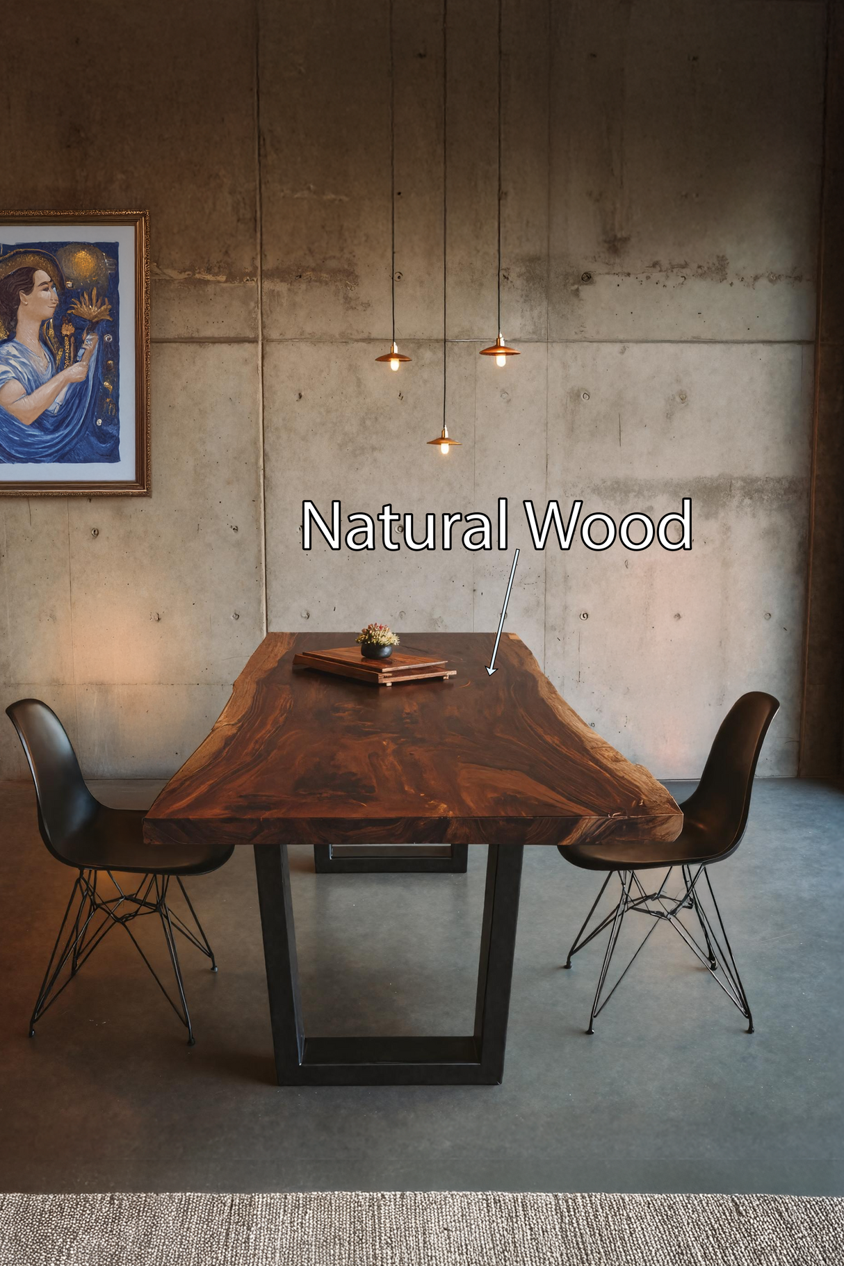 Kitchen Decor Mid Century Wooden Live Edge Dining Table