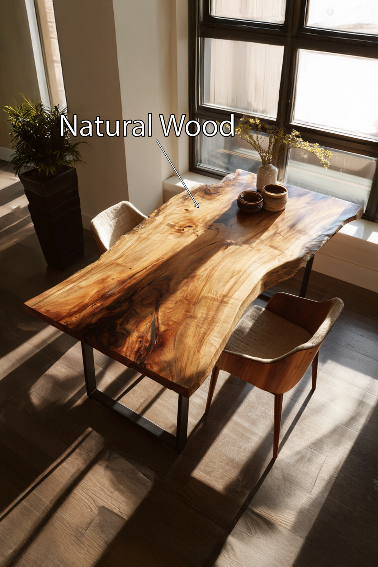 Dining Room Modern Wooden Live Edge Dining Table Natural