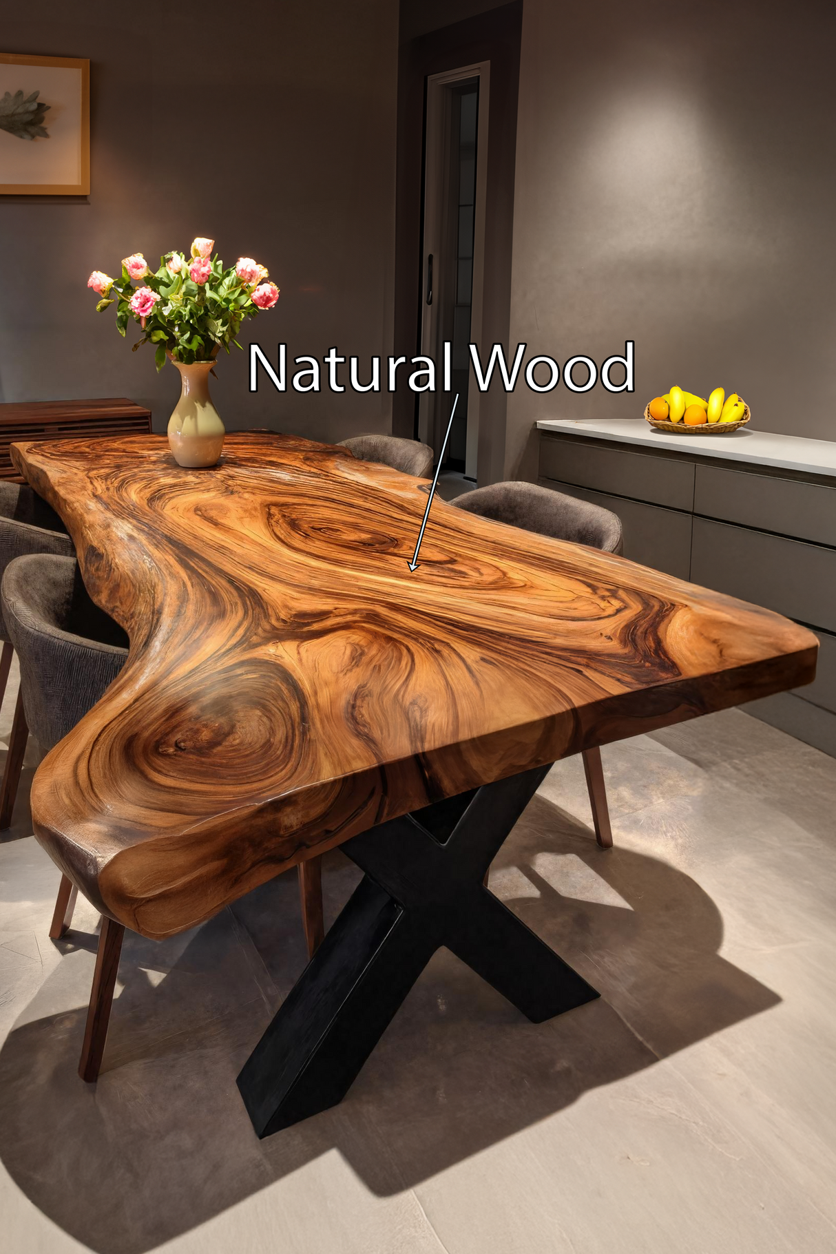 Dining Room Farmhouse Live Edge Dining Table Rustic Wood