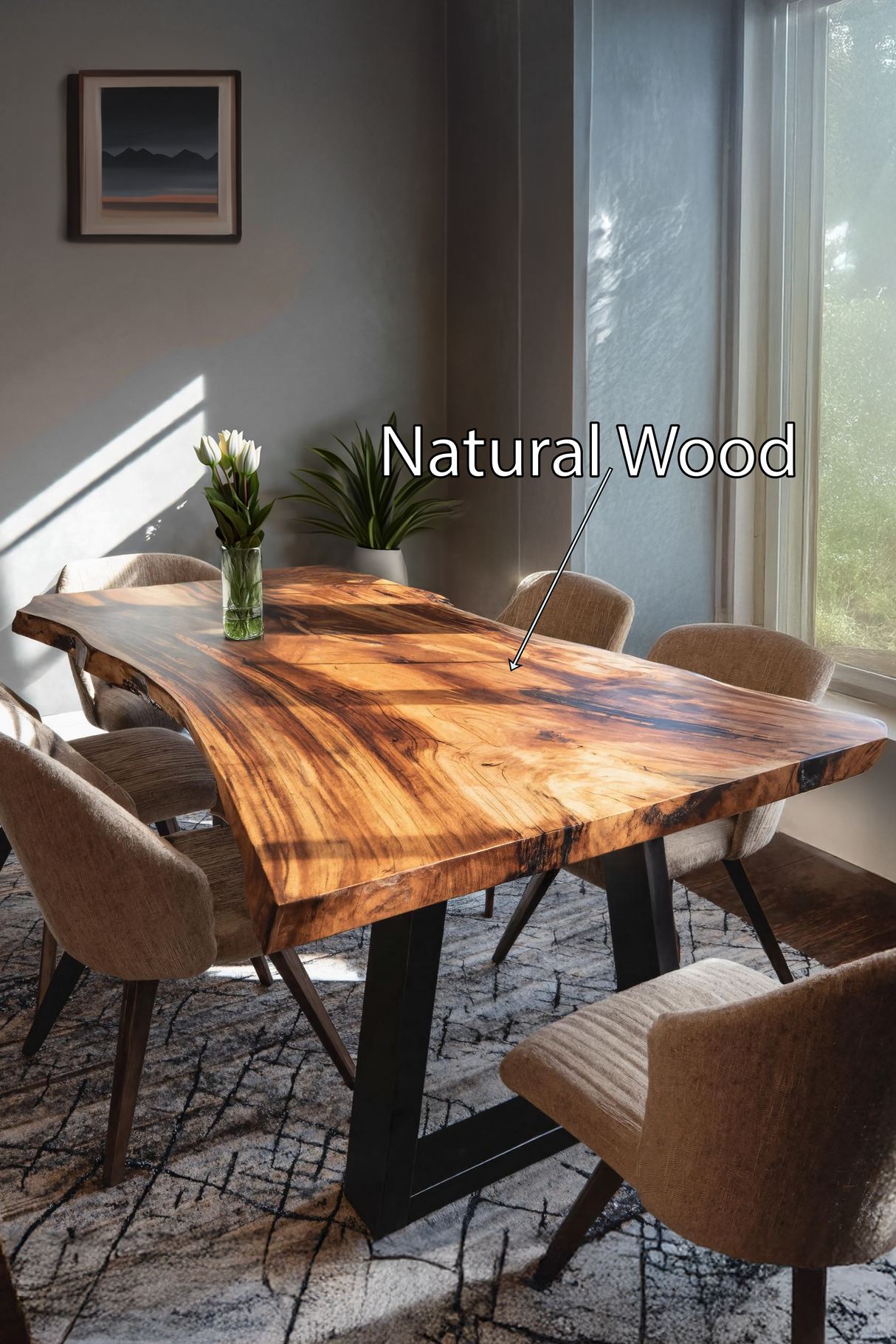Kitchen Decor Handcrafted Solid Wood Dining Table Natural