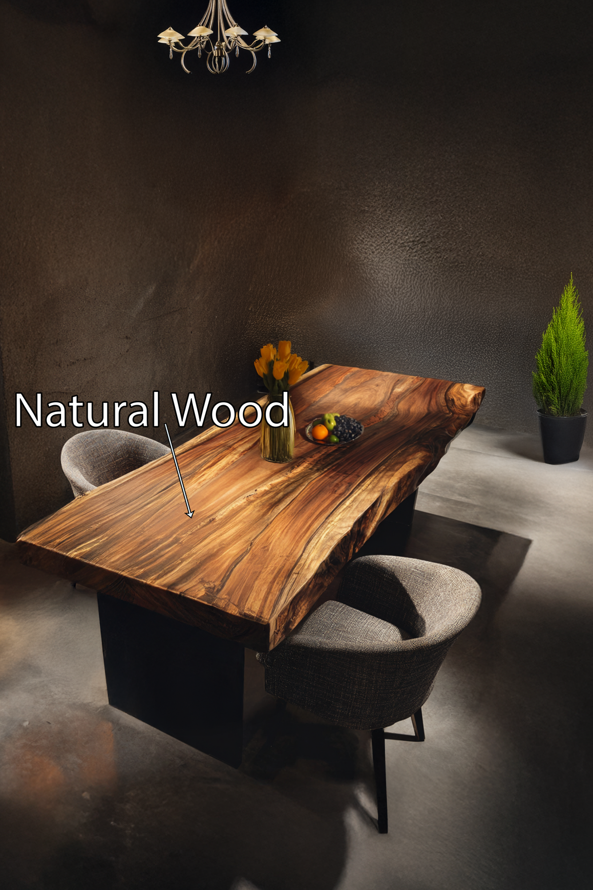 Furniture Decor Handcrafted Wooden Live Edge Dining Table