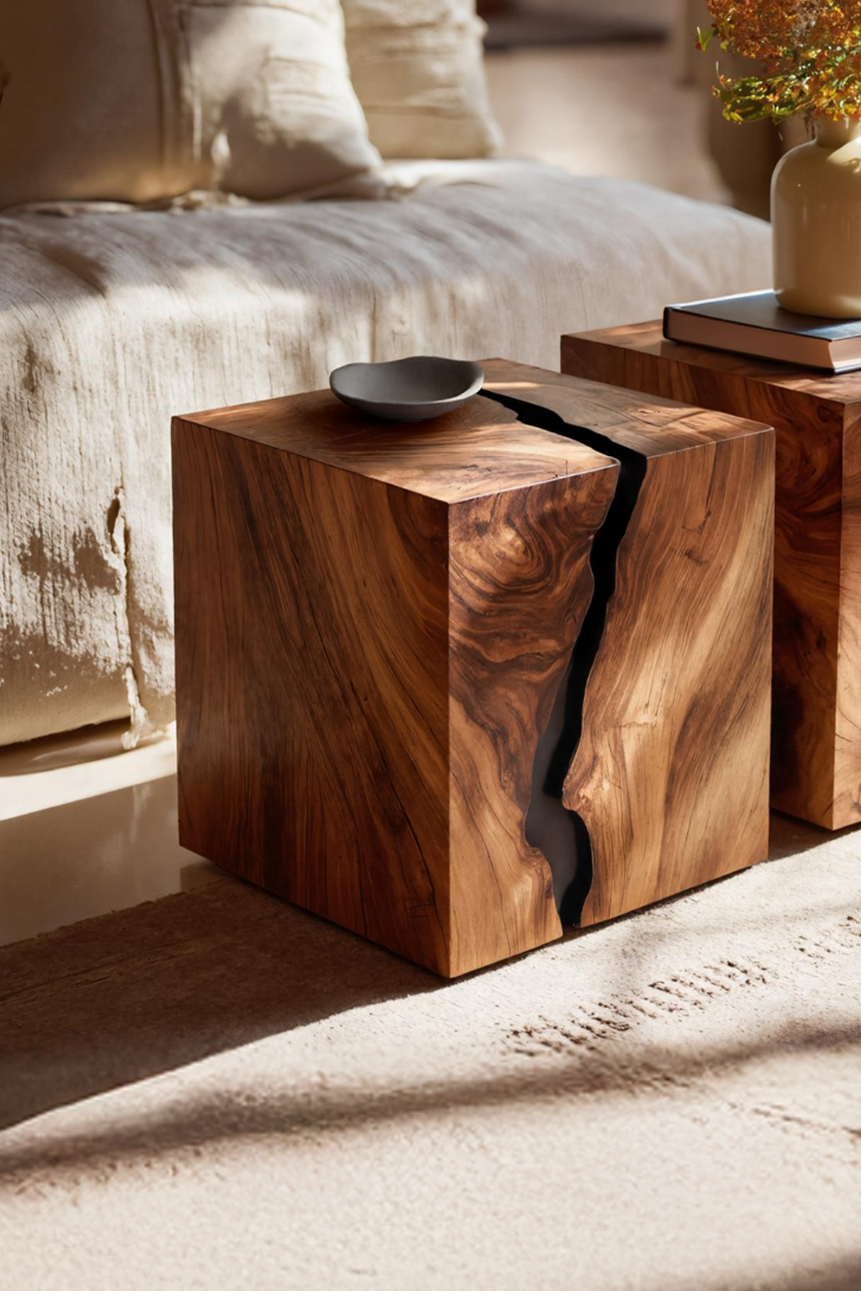 Handcrafted Solid Wood Low Coffee Table For Living Decor