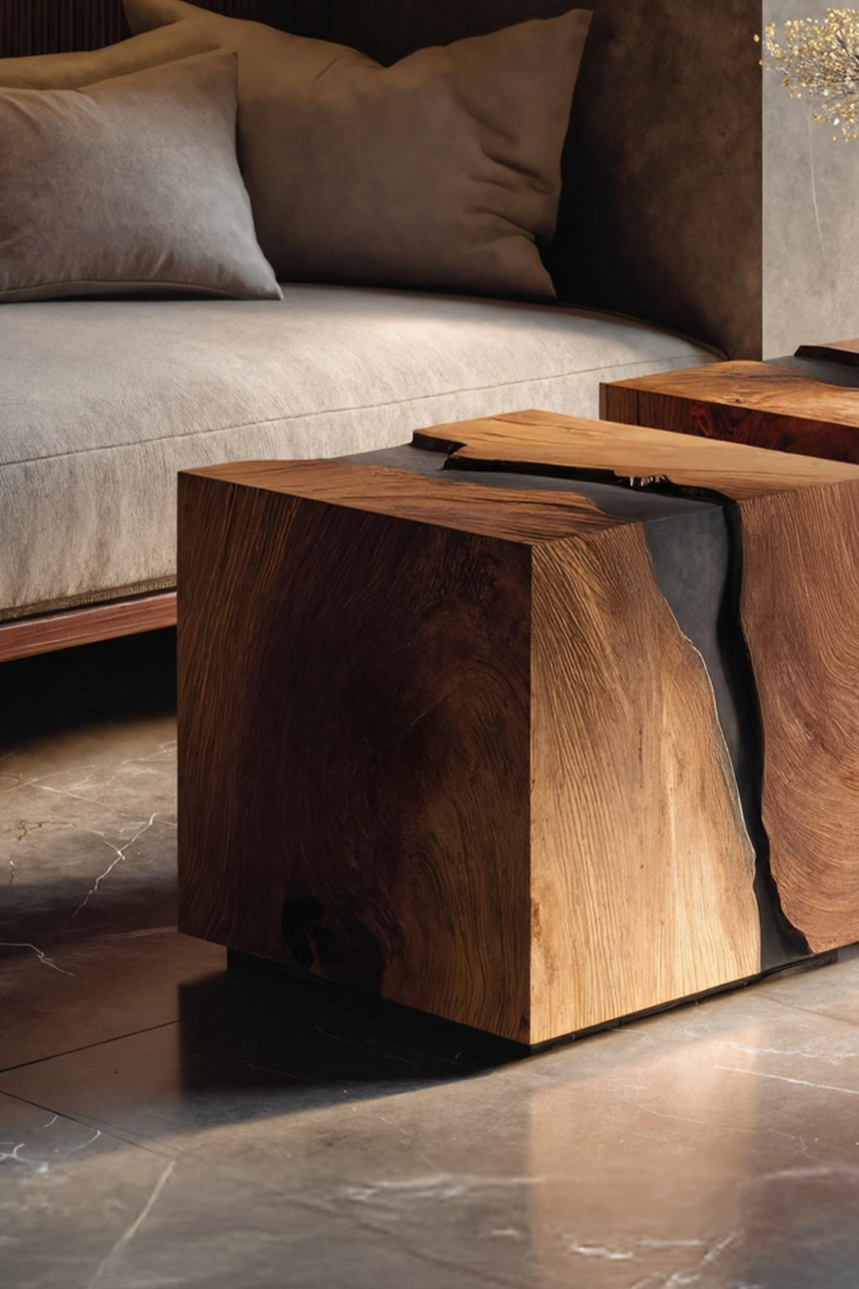 Modern Solid Wood Cube Coffee Table For Furniture Decor