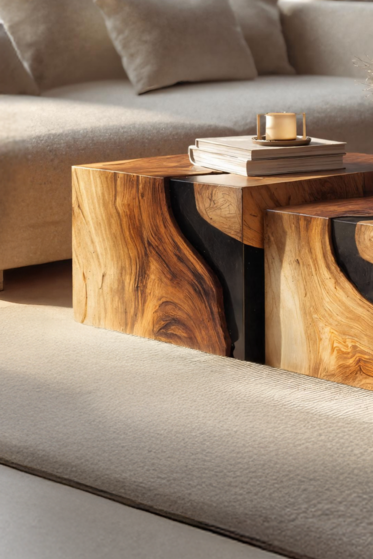 Farmhouse Solid Wood Cube Coffee Table For Cozy Rooms