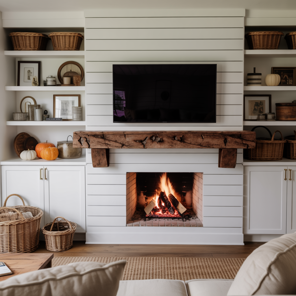 Rustic Fireplace Mantel Beam For Cozy Living Room Decor