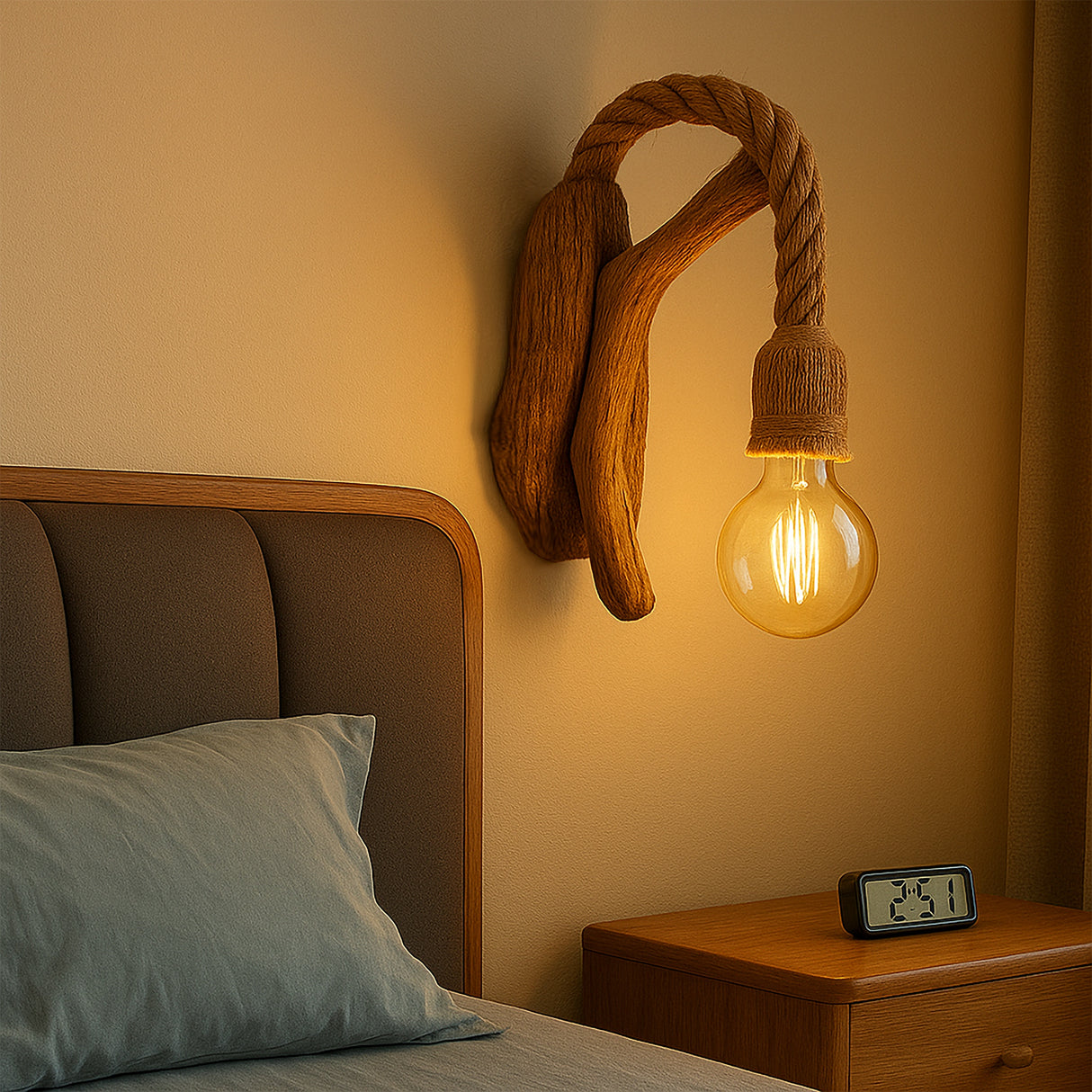 Rustic Wall Light Featuring Driftwood For Living Room