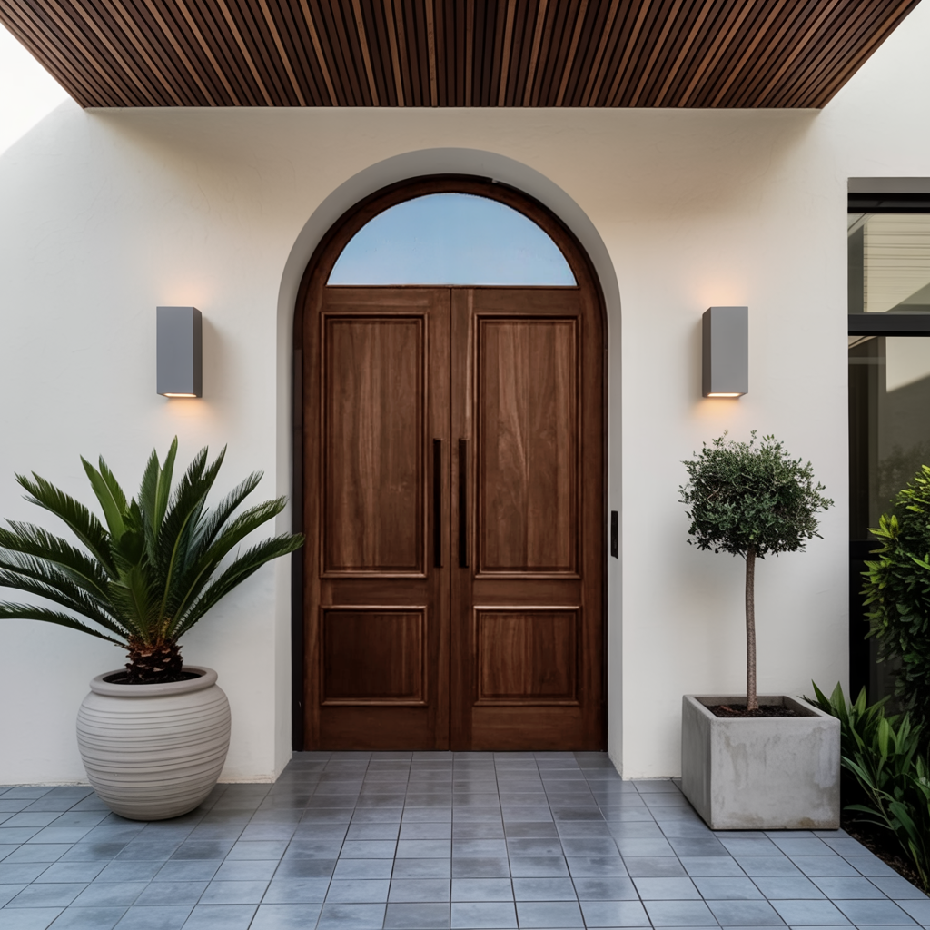 Modern Arched Entry Door For Minimalist Contemporary Home