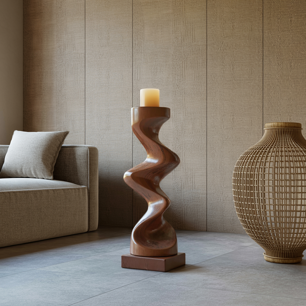 Rustic Solid Wood Abstract Sculpture For Patio Design