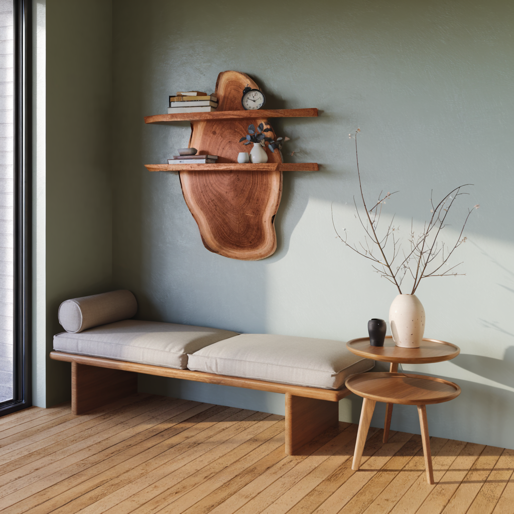 Live Edge Wall Shelf For Bedroom And Workspace Decor